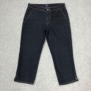 NYDJ Jeans Womens 8 Dark Wash Denim Made in USA Side Slit Hem Pants Casual Norm